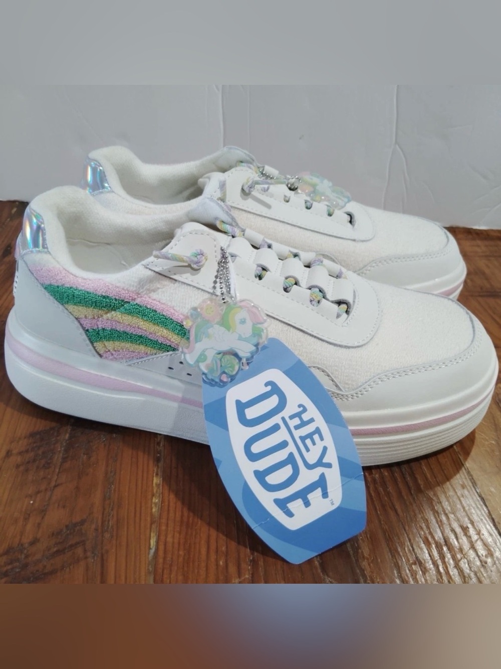 Hey Dude My Little Pony Sneakers with Pastel Rainbow Stripe